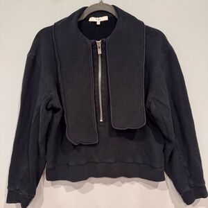 Tibi Terry Flap Sweatshirt Black XS